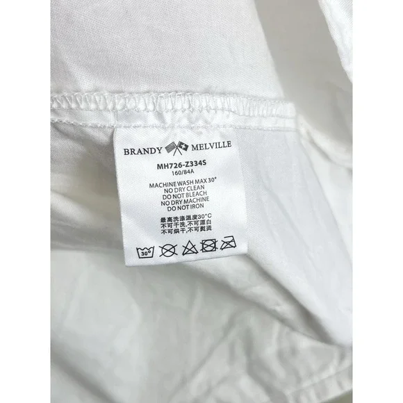 Brandy Melville Babydoll Top White 100% Cotton Ribbon Crochet Coquette Sz M/L? - Picture 3 of 7